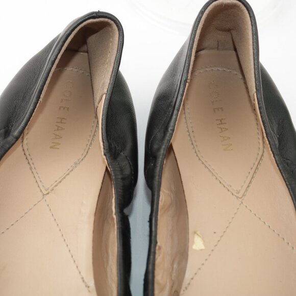 Cole Haan Womens Elsie Ballet Flats Size 8 Black Leather Cap Toe Slip On Shoes - Picture 3 of 13